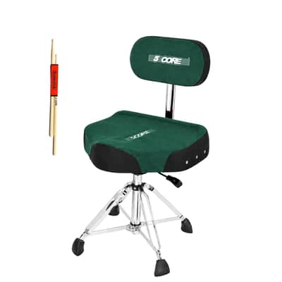5 Core Drum Throne w Backrest 4" Padded Stool Airlift Adjustable Drummer Chair image 1