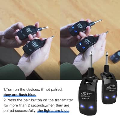 JOYO JW-03 2.4GHz Wireless Guitar System 4 Channels Rechargeable Audio Wireless Transmitter Receiver for Guitar Bass Electric Instruments image 9