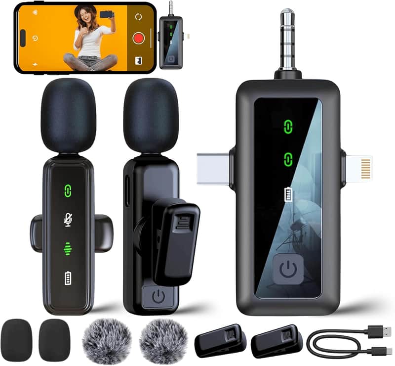 Min𝗶 Wireless Lavalier Microphone for Interview/Vlogging/Streaming and More. Built-in Enhanced Intelligent Noise-Canceling Technology with 12 Hour Long Battery Life. image 1