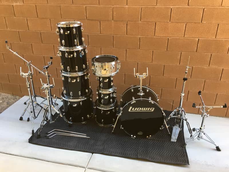 Ludwig Rocker Drum Set with Black/White Badges 1980s image 3