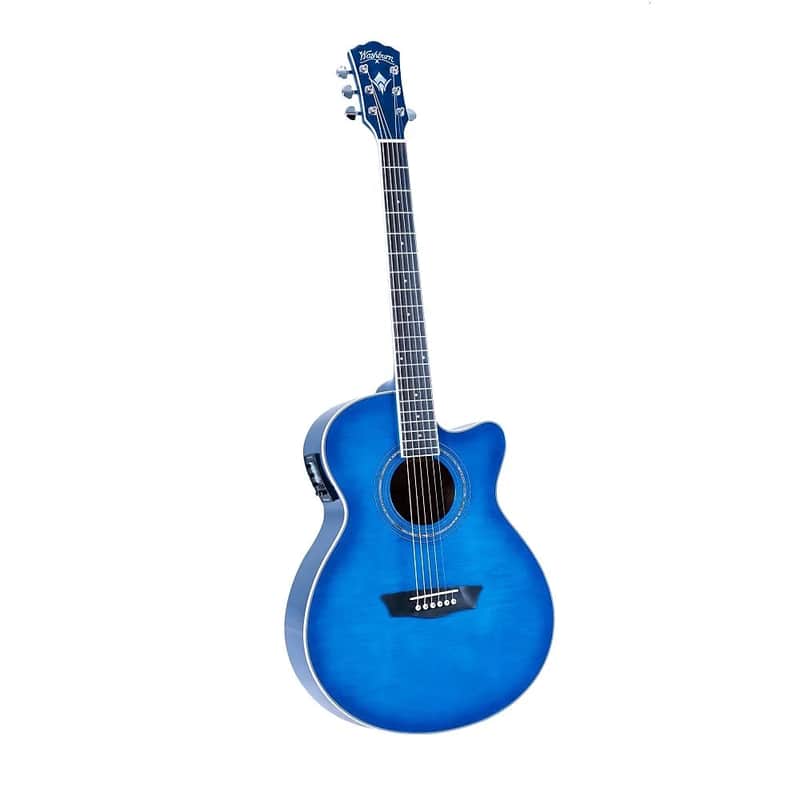 Washburn EA15TBL Festival Series Mini Jumbo Cutaway Flame Maple Top Mahogany Neck 6-String Acoustic-Electric Guitar image 1