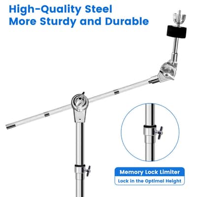Cymbal Stand, Adjustable Cymbal Stand for Drum Hardware Percussion Mount Holder Gear Set Drum Hardware Set for Mounting Crash, Ride, Splash Cymbals, Double Braced Legs with Rubber Feet image 4
