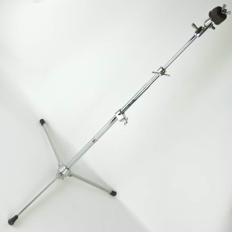 Slingerland#33F Flush-Base Cymbal Stand Vintage 70s Black/Silver Flat-Tripod USA image 1