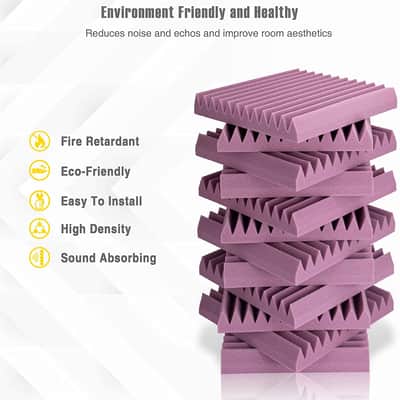 12 PACK Acoustic Foam Panels  2" X 12" X 12"  Studio Wedge Tiles Sound Panels Wedges Sound Absorbing image 3