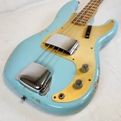 Fender Custom Shop P-Jazz Relic Ash Body Electric Bass Guitar Daphne Blue image 8