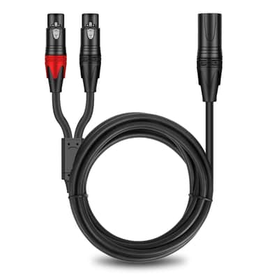 Balanced XLR Microphone Y Splitter Audio Cable, XLR Male to Dual XLR Female Y Cord, 3-Pin XLR Male to Double XLR Female Mic Adapter Converter Cable 6 Feet 2 Female to 1 Male XLR Plug image 3