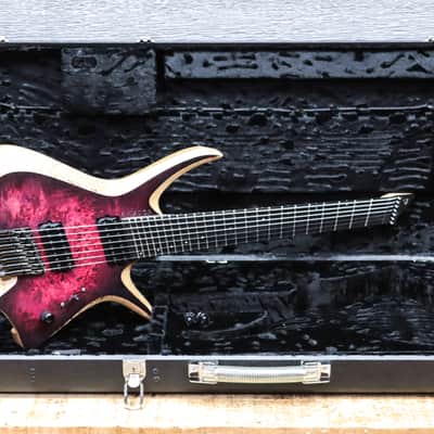 Aviator Guitars Headless Run Nighthawk 7 Multiscale Pink Burst Electric Guitar w/Case image 9