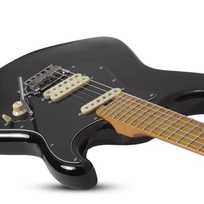 Schecter MV-6 Solidbody Electric Guitar, Gloss Black image 9