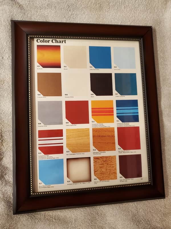 1970 Fender Guitars Promotional Ad Framed Fender Custom Color Chart For 1970 Original image 1