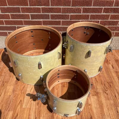 1940s-1950s Slingerland Radio King Drum Set White Marine Pearl 20/13/16 image 21