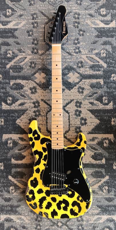 Friedman USA Custom Shop Vintage S Strat Guitar in Yellow & Black Leopard with extras image 1