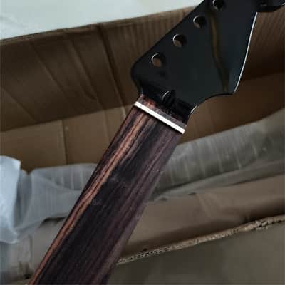 Fretless Electric guitar neck part 22 Fret 25.5 Inch Rosewood Black Gloss image 2