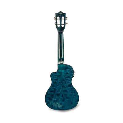 Lanikai QM-BLCEC Quilted Cutaway Electric Acoustic Concert Ukulele in Maple Blue image 4