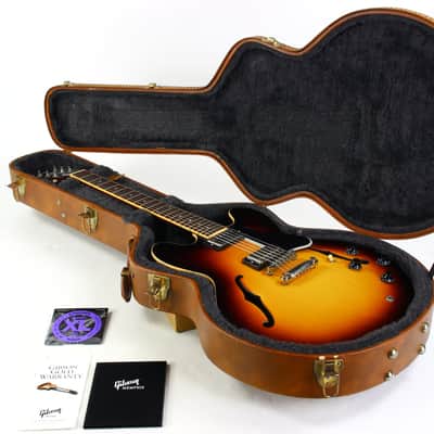 2013 Gibson Memphis ES-335 Dot Neck Sunburst Plain Top Semi Hollow Guitar w Original Case image 2