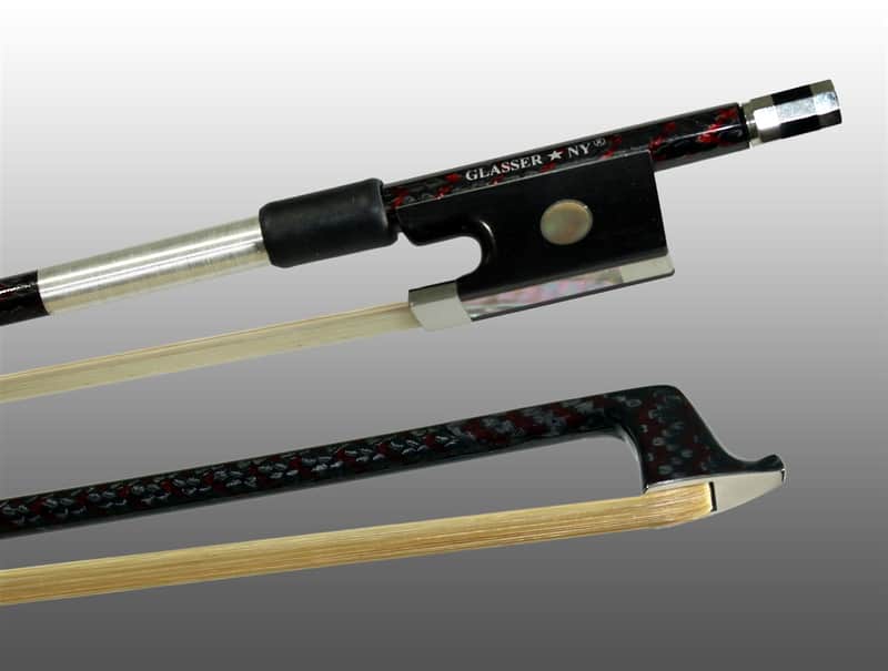 Glasser Violin Bow Braided Carbon/Red Hybrid Fiber, Round, Fully Lined Ebony Frog, 4/4 size image 1