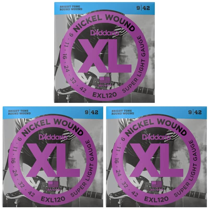 D'Addario XL Electric Guitar Strings Bundle 3 Sets 09-42 EXL120 image 1