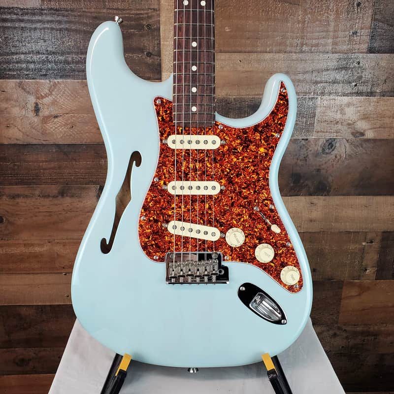 Fender American Professional II Thin line Strat, Trans Daphne Blue, 582 image 1