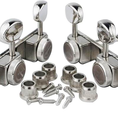 Guitar Locking Tuners on a Plate 3R-3L – Vintage Style Lock String Tuning Key Pegs Machine Heads Replacement, Nickel image 3