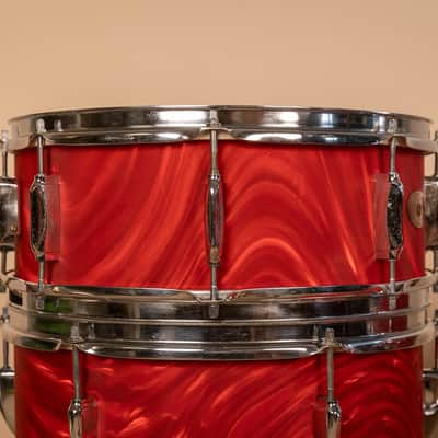 Vintage Mica-Sonic MIJ Red Satin Flame Drum Set image 6