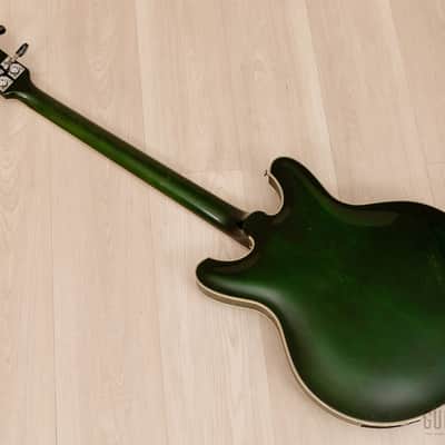 1968 Yamaha SA-70 Vintage Hollowbody Short Scale Bass Dark Green w/ Case image 12
