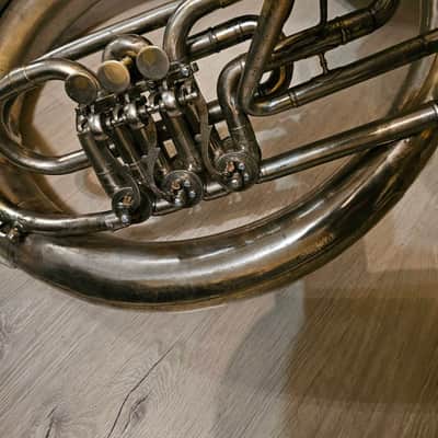 Helicon Eb Tuba Soviet 3 Valves Brass Pipe Wind Instrument Horn USSR Vintage and Rare image 4