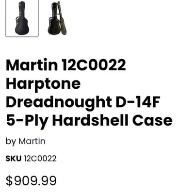 Martin 12C0022 Harptone Dreadnought D-14F 5-Ply Hardshell Case - Black image 18