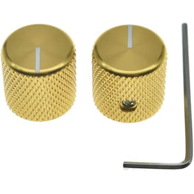 4pcs Aluminium Guitar/Bass Knobs Volume/Tone Control Knob 1/4" Metal Universal Potentiometer Pot Knobs with Set Screw and Indicator for Tele/Telecaster/P Bass Gold image 3