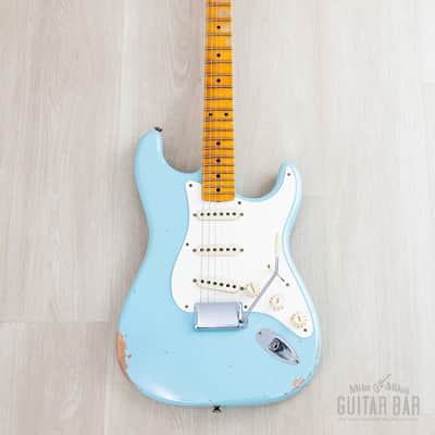 2023 Fender Custom Shop Limited Edition 1957 Stratocaster Relic Faded Daphne Blue w/ Case, COA, Tags image 2