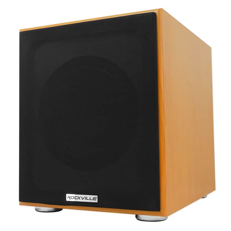Rockville Rock Shaker 8" Classic Wood 400w Powered Home Theater Subwoofer Sub image 1