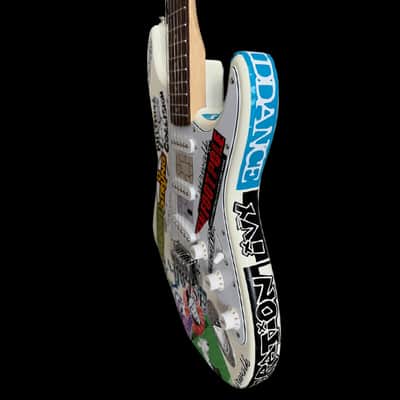 Fender Squier Stratocaster Tom DeLonge Sticker Strat Electric Guitar - Olympic White image 7