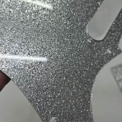 Platinum Silver Sparkle Glitter SSS pickguard + trem cover set Fits Fender Strat Stratocaster image 13