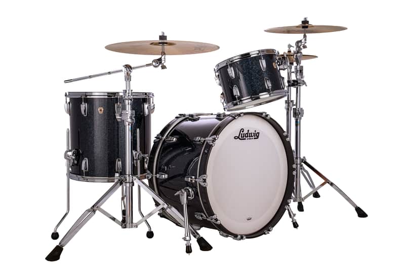 Ludwig Classic Maple Hybrid Black Sparkle Fab 14x22_9x13_16x16 Drums Shell Pack | Made in the USA | NEW | Authorized Dealer image 1