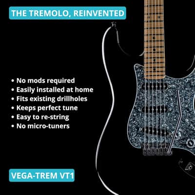 New Open Box! Made in Spain! Vega Trem VT1 Standard 6-Screw Stratocaster Guitar Tremolo Bridge No Mods Easy Installation - Black image 6