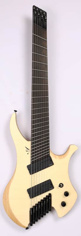 Agile 8 String Multi-Scale Fan Fret Headless Electric Guitar CHIRAL NIRVANA 82528 EB MOD SS Natural Flame image 1