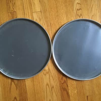 2 Vintage Made in USA Remo Weatherking Ambassador EBONY 16” Floor Tom Drum Heads Pinstripe Batter image 4