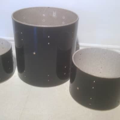 Vintage 1970's TAMA 3pc Black Zola Drum Shells 16x16,13' & 12' Great Projects image 2