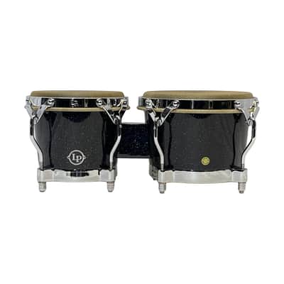 Latin Percussion Traditional Fiberglass Bongos - Black Holo Chrome image 2