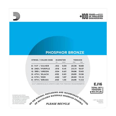 Immagine D'Addario EJ16 Acoustic Light Guitar Strings .012-.053 - 3