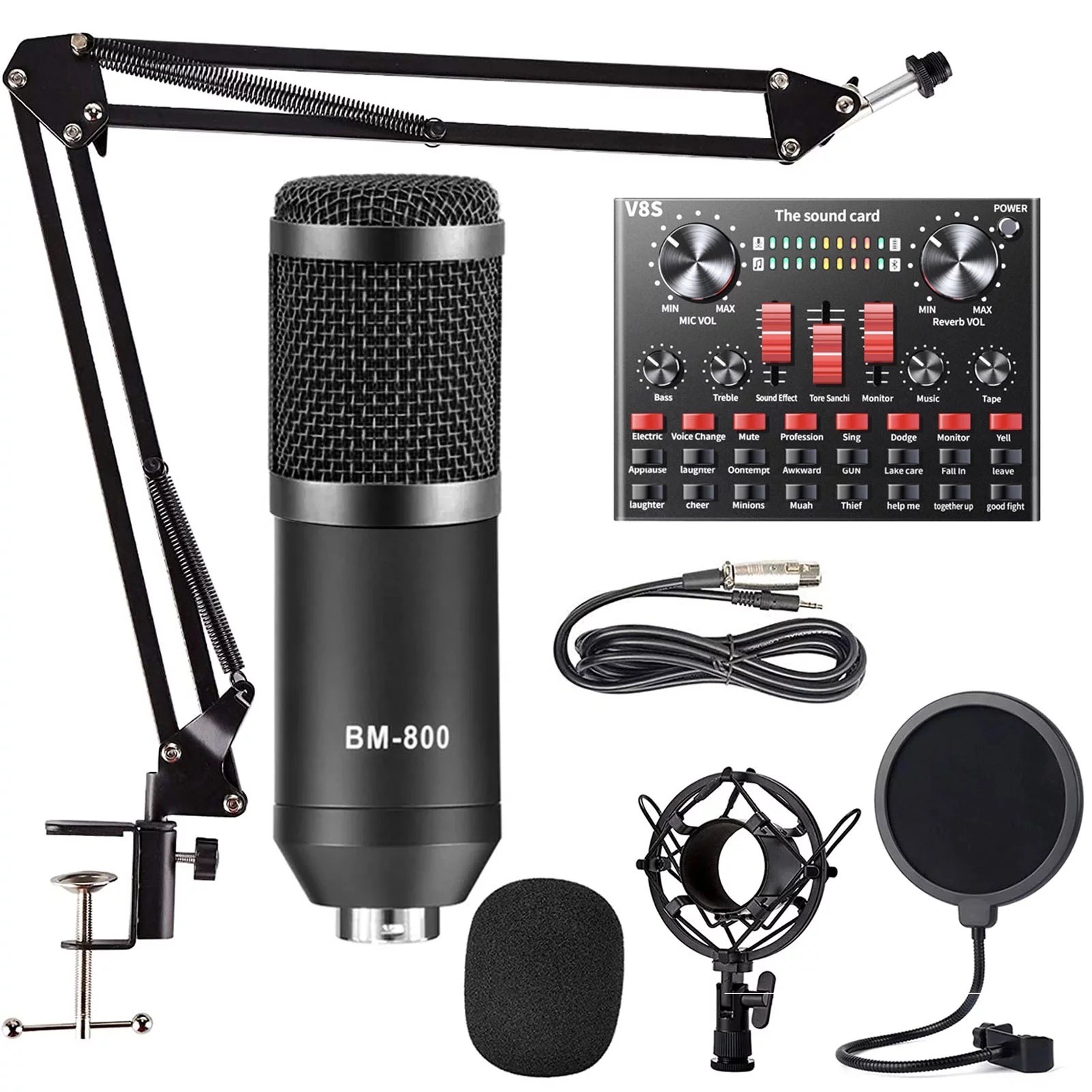 OEM ALPOWL BM-800 Mic Kit with Live Sound Card, Condenser Microphone Bundle for Studio Recording & Broadcasting photo 1