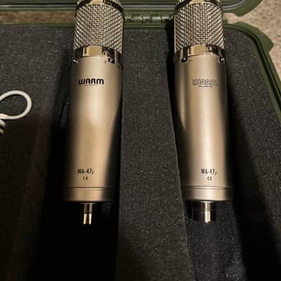 TWO Warm Audio WA-47jr Large Diaphragm Multipattern FET Condenser Microphones w/ hard travel case image 2