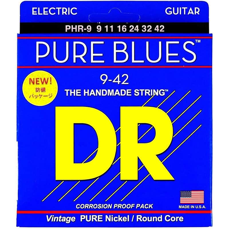 DR Strings PHR-9 Pure Blues Pure Nickel Light Electric Guitar Strings 09-42 image 1