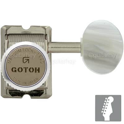 NEW Gotoh SD91-P5W MGT Locking Tuners Set 6 in line STAGGERED Pearl key - NICKEL