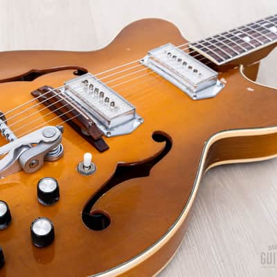 1960s Kay Jazz II Vintage Hollowbody Electric Guitar Sunburst w/ Kleenex Box, Case image 6