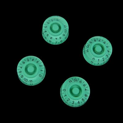 Hatbox Style Electric Guitar Knobs, Light Green /Black Numeral