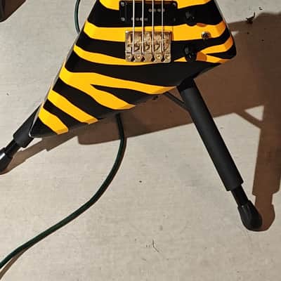 1980s Aria Pro II ZZB Deluxe Tiger Zebra Stripe MIJ Matsumoku Japan Vintage Bass image 2