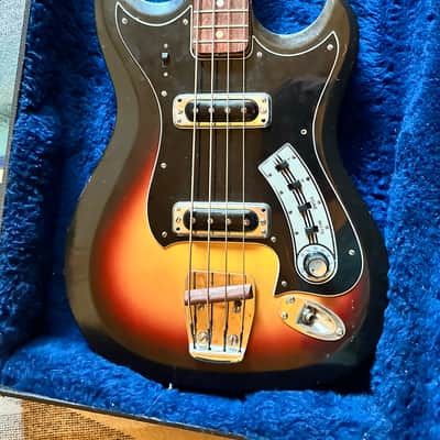 1965 Hagstrom II B Bass Guitar w/ Hardshell Case – Vintage Swedish Short Scale – Sunburst image 15