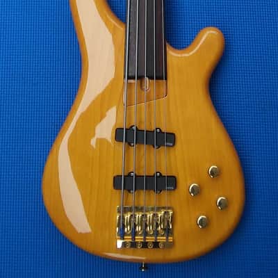 Fernandes  APB 100 unlined fretless 5 string bass 1990s EMG electronics/PUs + hard poly plastic case image 1