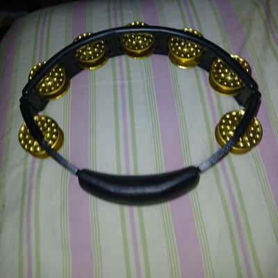 Latin Percussion LP174 Cyclops Handheld Tambourine with Double-Row Dimpled Brass Jingles 2010s - Black image 2