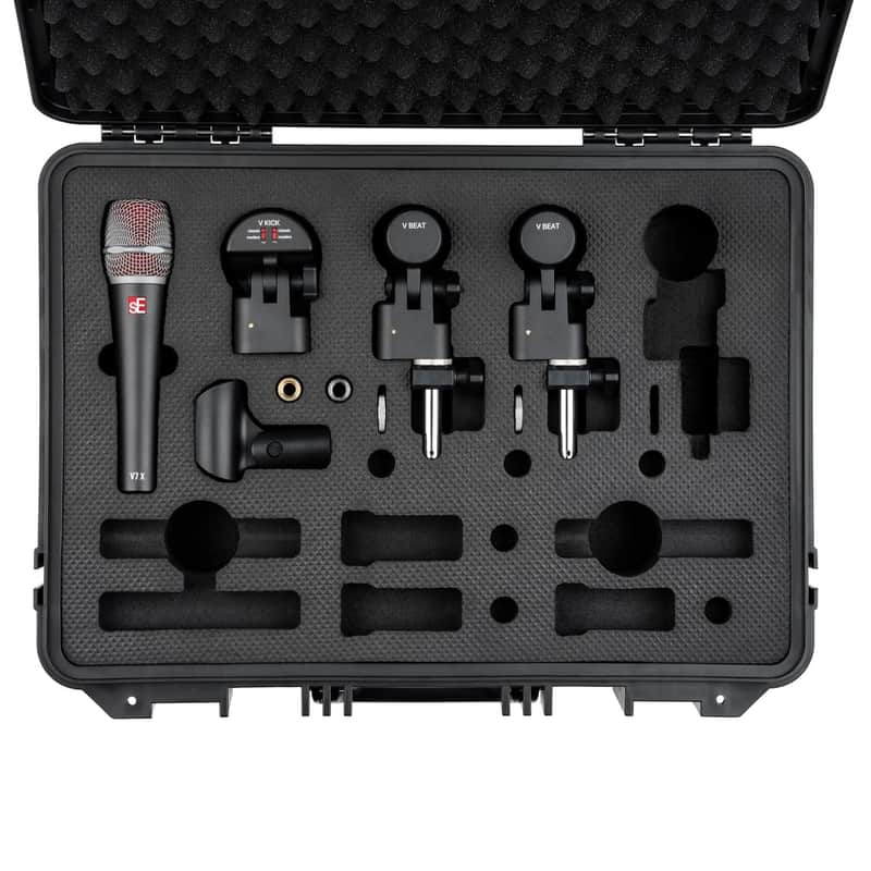 SE ELECTRONICS V Pack Venue Standard Drum Mic Kit for Toms, Snares & Bass Drums - Includes 1 V Kick, 2 V Beats, 2 V Clamps, 1 V7 X Instrument Microphone & More image 1