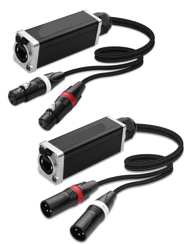 2-Channel Multi Snake 3Pin XLR to Ethercon-Compatible CAT5/CAT6/CAT7 Ethernet Breakout for Live Stage Audio, Lighting & DMX512 (1 Pair: Male&Female) - 2.6FT image 1